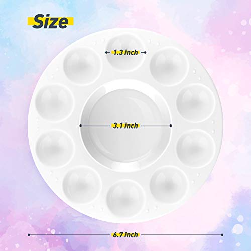 BAZIC Paint Palette 10 Mixing Round Tray, Plastic Paint Pallets, 1-Pack