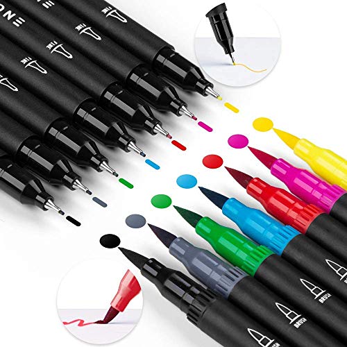Coloring Pens Markers, Dual Tip Brush Pen, Brush Tip Markers