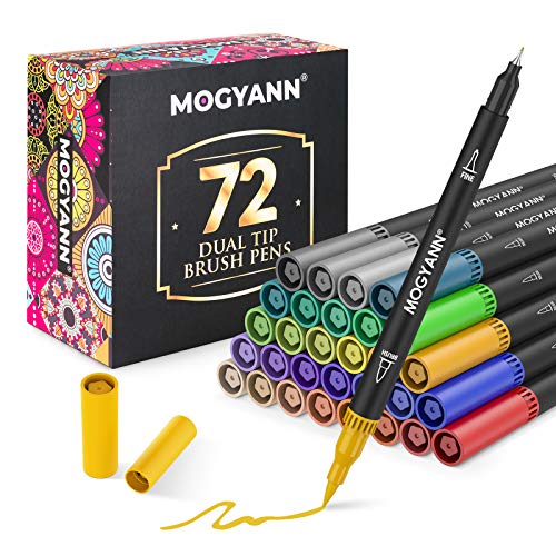 Mogyann Coloring Markers for Adult 100 Colors Dual Tip Brush Pens