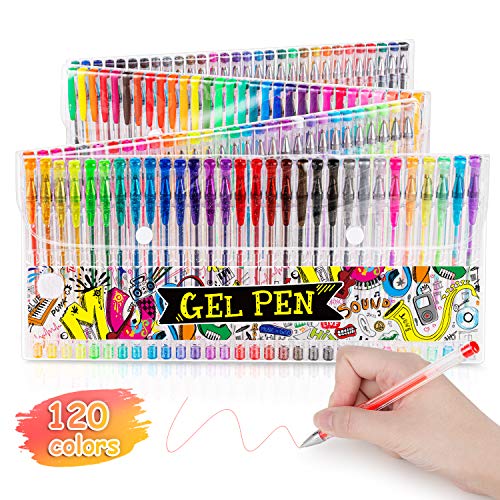 Aen Art Gel Pens for Adult Coloring Books, 120 Gel Pen Set with 40% More  Ink, Artist Colored Gel Marker for Beginners Kids Drawing Doodle Scrapbook  Journaling
